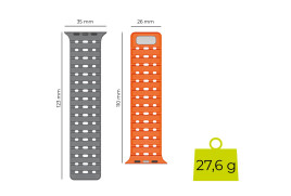 Magnetický řemínek pro Apple Watch 44 / 45 / 46 / 49 mm – šedo‑oranžový