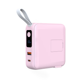 Powerbank 10000mAh / Travel Charger, Lightning/USB-C Cable, Růžová - kompatibilní s MagSafe AW / iPhone