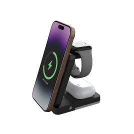 3in1 Foldable Charging Stand PW28 Black - with Light