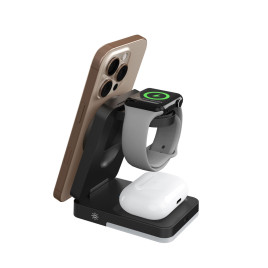3in1 Foldable Charging Stand PW28 Black - with Light