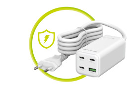GaN 100W kompaktní MultiHub nabíječka PW18 3× USB-C + USB-A