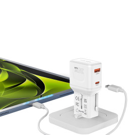 GaN 35W Travel Adapter, EU/US/UK/AU PW25 White