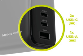 GaN síťová nabíječka s displejem 140W PW21 – 2x USB-C + USB-A