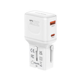GaN 35W Travel Adapter, EU/US/UK/AU PW25 White