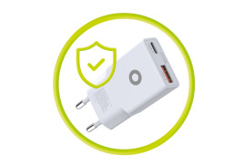 GaN nabíječka tenká 30W TÜV MO16 – USB‑A + USB‑C