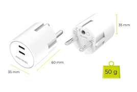 30W Charger Plug PW33 - 2x USB-C, White