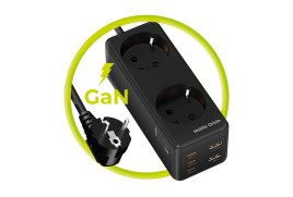 GaN 65W Prodlužovací adaptér MultiHub PW19 3× USB-C + 2× USB-A