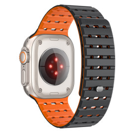 Magnetický řemínek pro Apple Watch 44 / 45 / 46 / 49 mm – černooranžový