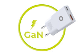 GaN nabíječka tenká 30W TÜV MO16 – USB‑A + USB‑C