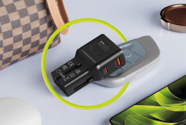 Cestovní Adaptér GaN 35W, EU/US/UK/AU PW25 Black