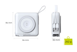 Powerbank 10000mAh / Travel Charger, Lightning/USB-C Cable, Bílá- kompatibilní s MagSafe AW / iPhone