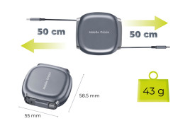 100W Retractable Cable Box USB-C to USB-C CB7, Spage Grey