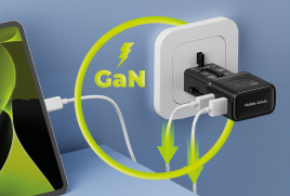Cestovní Adaptér GaN 45W, EU/US/UK/AU PW26, Černá