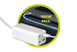 GaN 100W Compact MultiHub Charger PW18 with 3x USB-C + USB-A