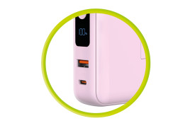 Powerbank 10000mAh / Travel Charger, Lightning/USB-C Cable, Růžová - kompatibilní s MagSafe AW / iPhone