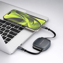 100W Retractable Cable Box USB-C to USB-C CB7, Spage Grey