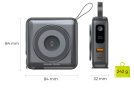 PowerBank 10000mAh / Travel Charger, Lightning/USB-C Cable, Černá - kompatibilní s MagSafe AW / iPhone