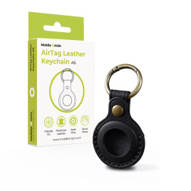 Kožená klíčenka AirTag A6, Černá