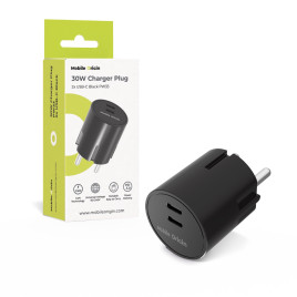 30W Charger Plug PW33 - 2x USB-C, Black
