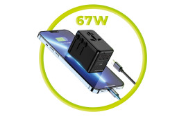 Travel Adapter GaN 67W PW5 EU/UK/US/AUS, 3x USB-C + USB-A