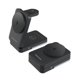 3in1 Foldable Charging Stand PW28 Black - with Light