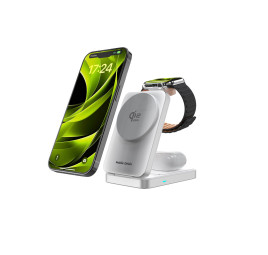 3in1 Qi2 25W Foldable Charging Stand PW35 Silver MagSafe Compatible