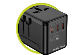 Travel Adapter GaN 67W PW5 EU/UK/US/AUS, 3x USB-C + USB-A