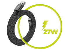 Magnetický kabel 1 m USB‑A na USB‑C – černý, plochý, originál