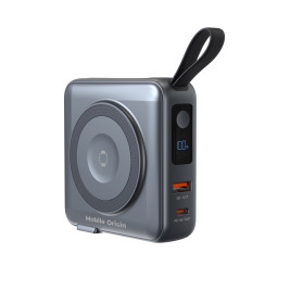 PowerBank 10000mAh / Travel Charger, Lightning/USB-C Cable, Šedá - kompatibilní s MagSafe AW / iPhone