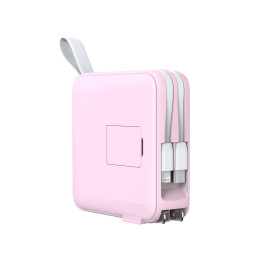Powerbank 10000mAh / Travel Charger, Lightning/USB-C Cable, Růžová - kompatibilní s MagSafe AW / iPhone