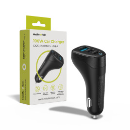 100W Car Charger CA25 - 2x USB-C + USB-A