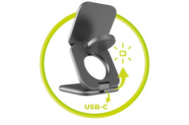 UltraSlim Foldable Charger PW36, 3in1 Qi2 25W, Space Grey