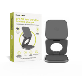 Ultratenká skládací nabíječka PW36, 3v1 Qi2 25W, Vesmírně šedá