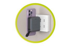Powerbank 10000mAh/Travel Charger, Lightning/USB-C Cable, MagSafe/AW/iPhone Compatible, Gray