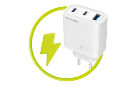 GaN síťová nabíječka 40W MO13 – 1× USB‑A + 2× USB‑C