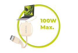 100W Retractable Cable Box USB-C to USB-C CB7, Beige