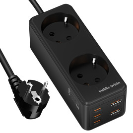 GaN 65W Prodlužovací adaptér MultiHub PW19 3× USB-C + 2× USB-A