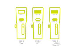 Cestovní Adaptér GaN 35W, EU/US/UK/AU PW25 Black