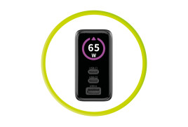 65W GaN TFT Display Charger PW20 - 2x USB-C + USB-A