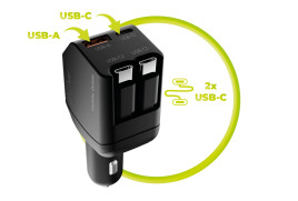 Car Charger CA22 90W - USB-C + USB-A, + 2x USB-C Cable