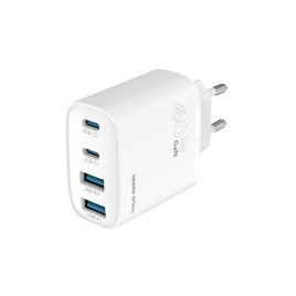 GaN síťová nabíječka 40W PW22 – 2x USB-C + 2x USB-A