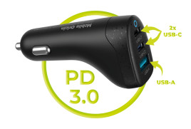 100W Car Charger CA25 - 2x USB-C + USB-A