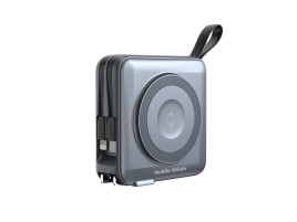 PowerBank 10000mAh/Travel Charger, Lightning/USB-C Cable, MagSafe/AW/iPhone Compatible, Grey + Pink