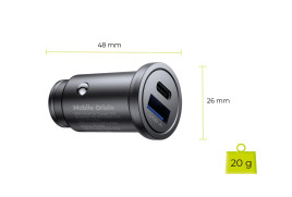 Metal Car Charger 30W CA12 - USB-C, USB-A