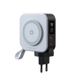 Cestovní nabíječka s powerbankou 10 000 mAh, Lightning a USB‑C kabelem – bílá