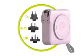 PowerBank 10000mAh/Travel Charger, Lightning/USB-C Cable, MagSafe/AW/iPhone Compatible, Pink