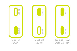 GaN nabíječka tenká 30W TÜV MO18 – duální USB‑C