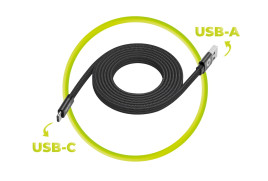 Magnetický kabel 1 m USB‑A na USB‑C – černý, plochý, originál