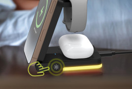 3in1 Foldable Charging Stand PW28 Black - with Light