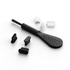 USB-C Dust Plug & Cleaning Brush CL1 Black/Clear for iPhone, Android